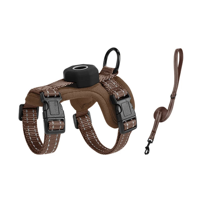 Escape-Proof Cat Harness with AirTag Holder Lightweight Reflective Adjustable Kitten Vest Harness for Outdoor Walking Active Cat