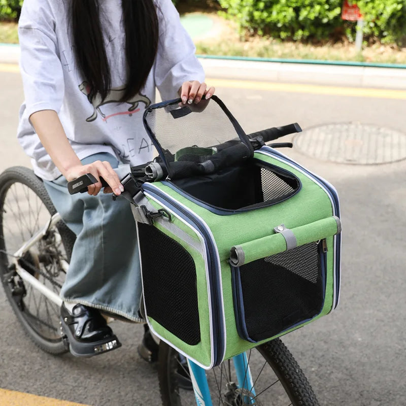 Portable Pet Carrier Backpack Handheld Travel Bag Car Seat Bicycle Mesh Cat Dog Bag Foldable Outdoor Pet Supplies
