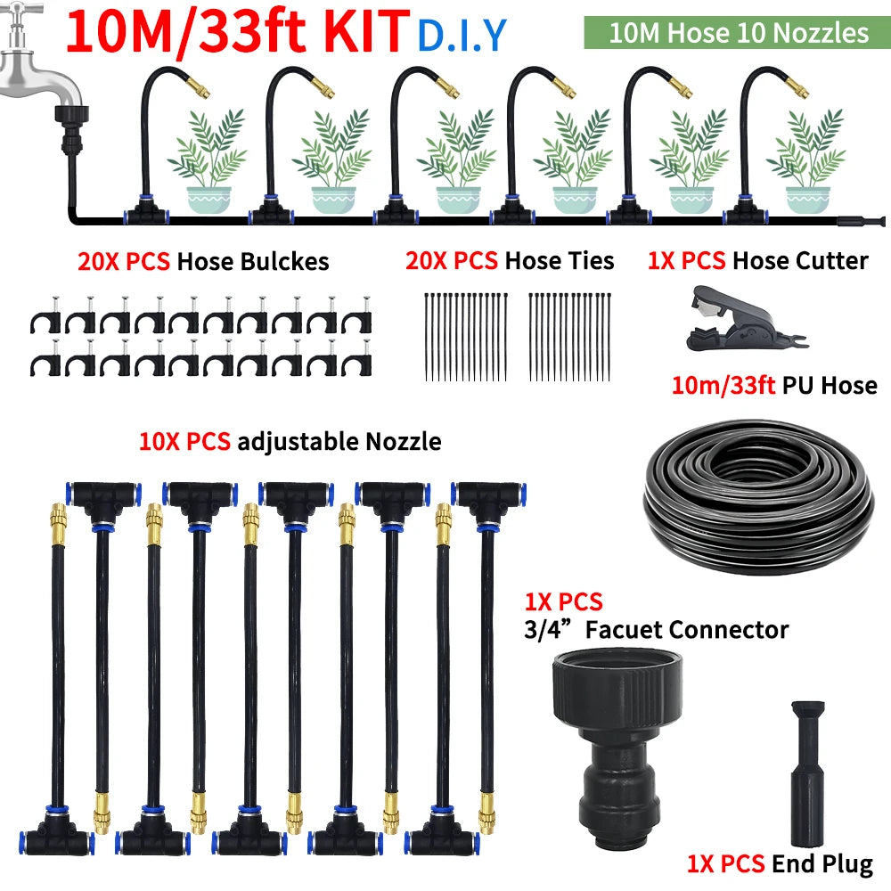 GEEIRR Irrigation spray nozzles kit For Greenhouse Garden Flowers Plant Watering 360° Adjustable Misting Cooling systems