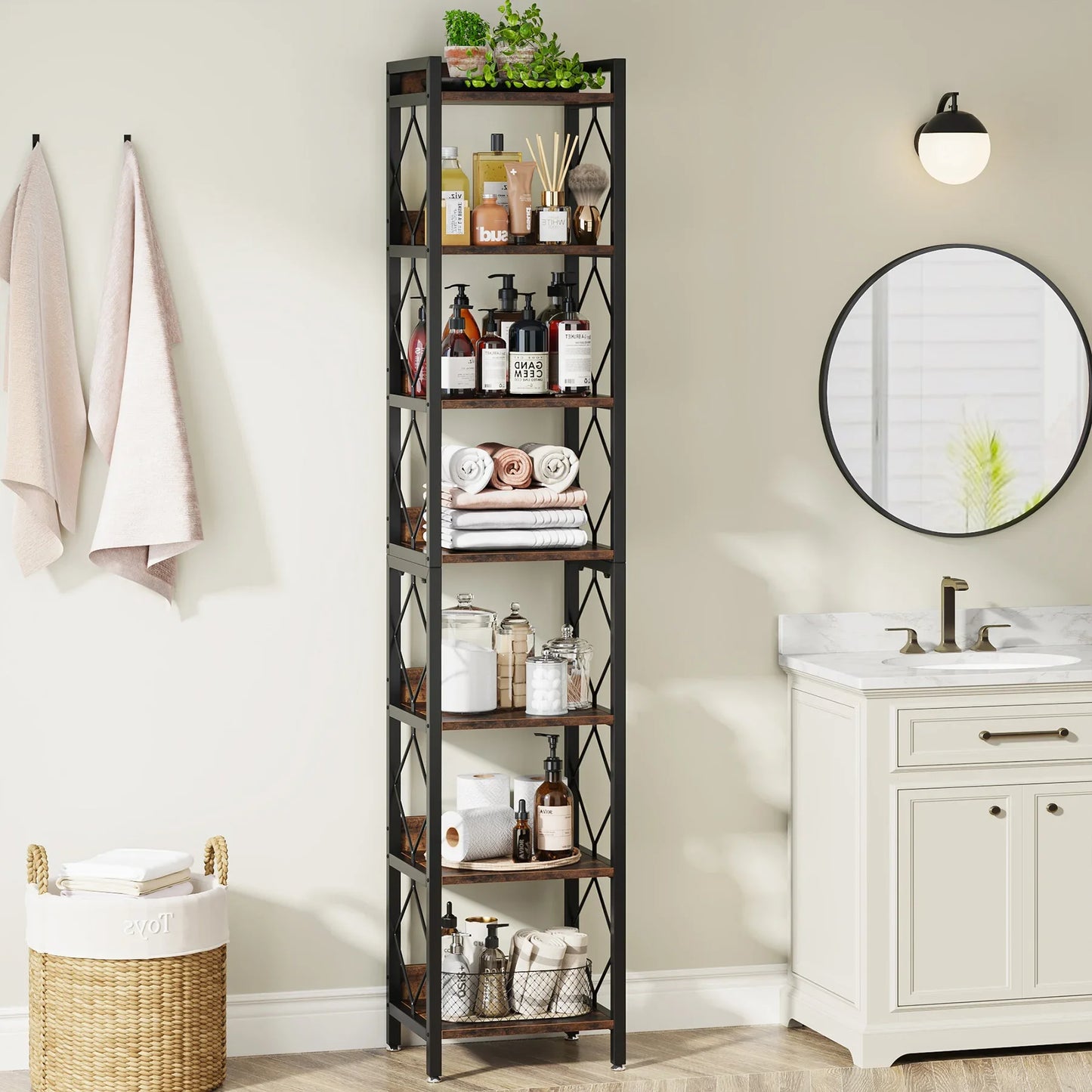 Tribesigns Narrow 7-Tier Bookshelf for Small Spaces