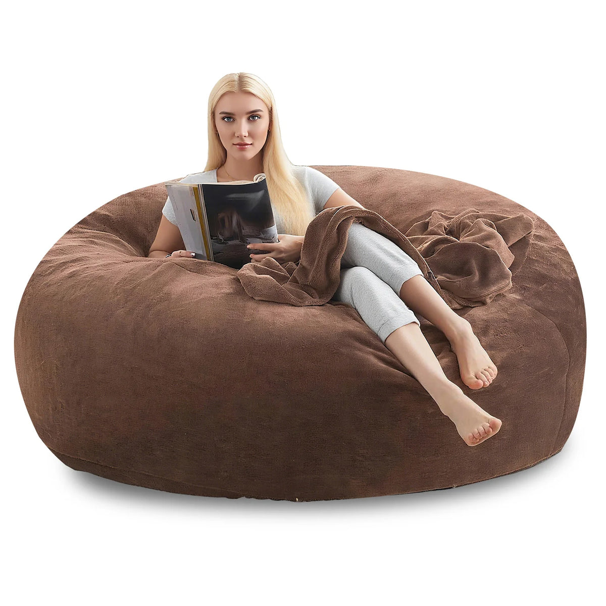 120CM×120CM×60CM, adult beanbag chair with padded beanbag inside, memory foam chair, soft flannel washable cover, ideal reading seat for bedrooms and dorms.