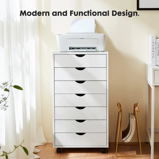 JHK Drawer Chest With Rollers Nightstand Storage Cabinet
