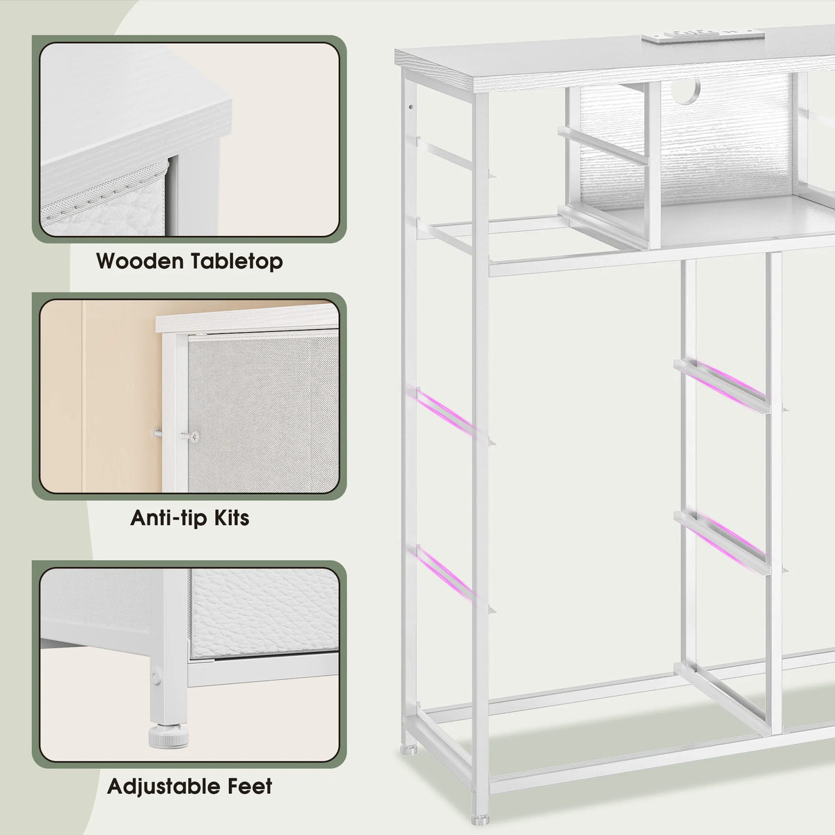 Ten Drawer Fabric Storage Chest With LED Charging Station