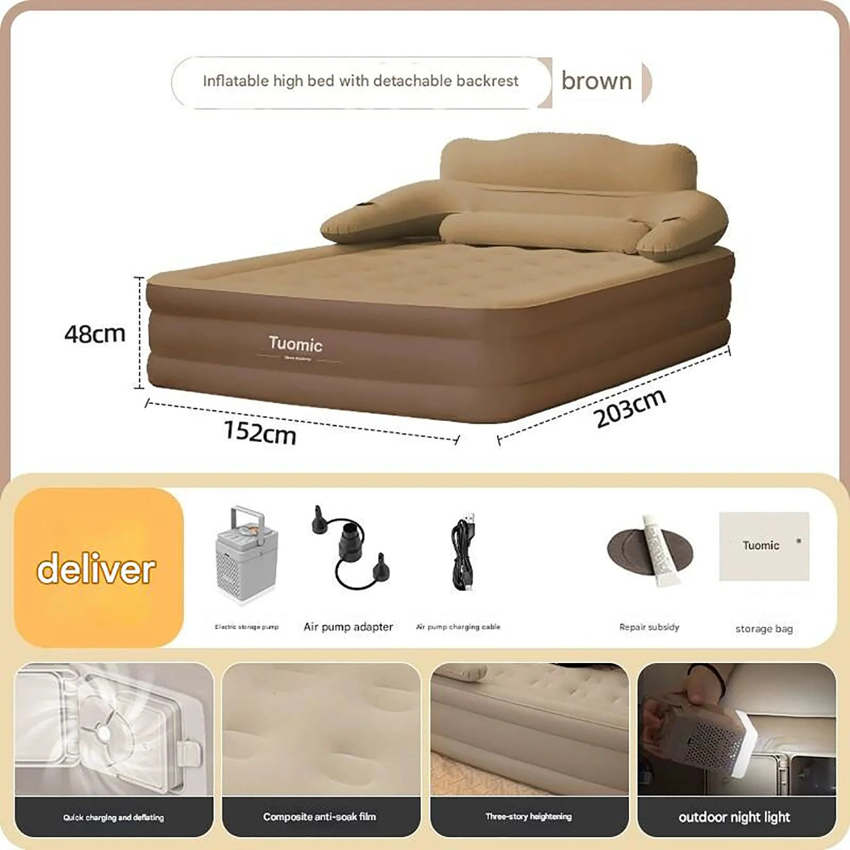 Automatic Inflatable Camping Mattress Built In Pump Thickened Sleeping Mat