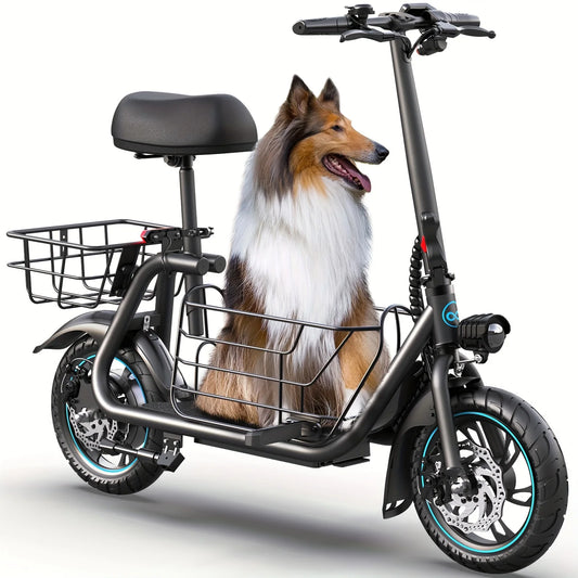 Gyroor Foldable Electric Scooter With Pet Basket And Three Modes