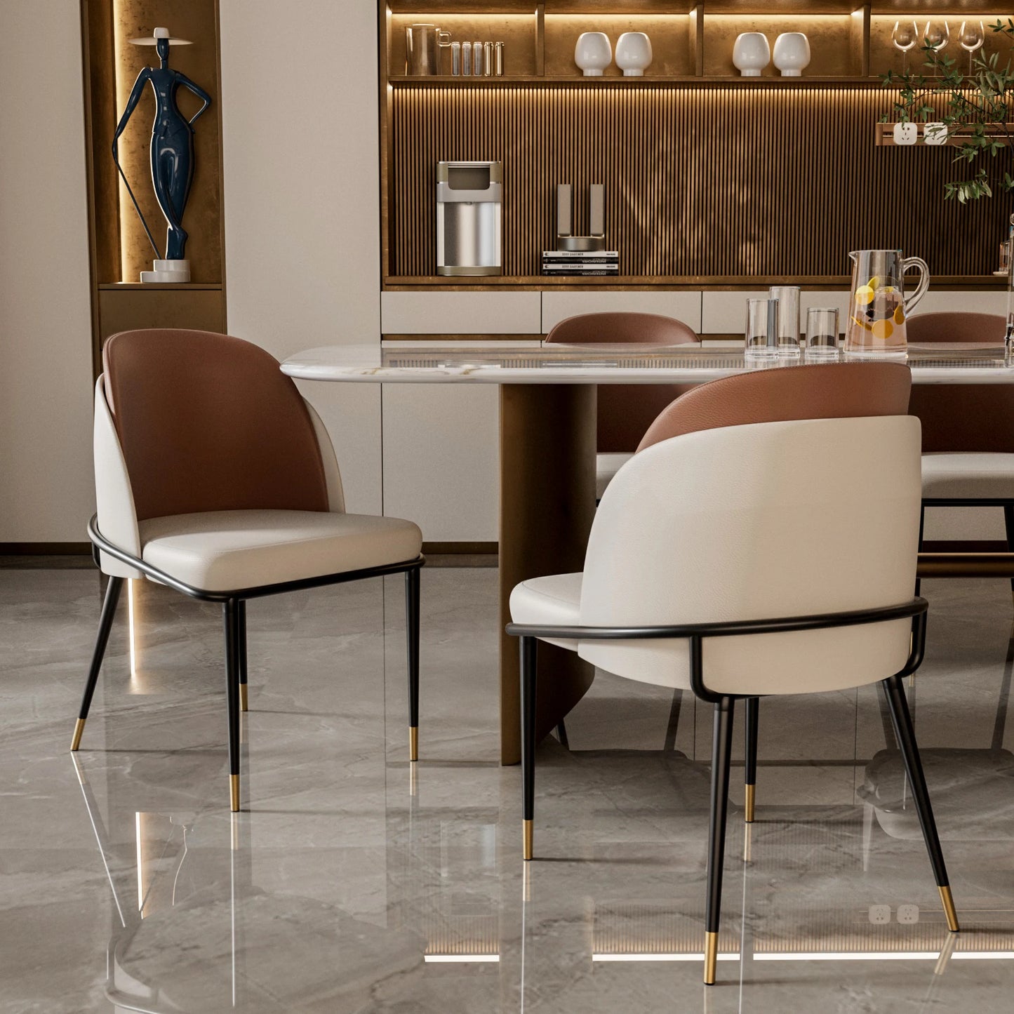 Modern Faux Leather Upholstered Kitchen Dining Chairs Set Of Two