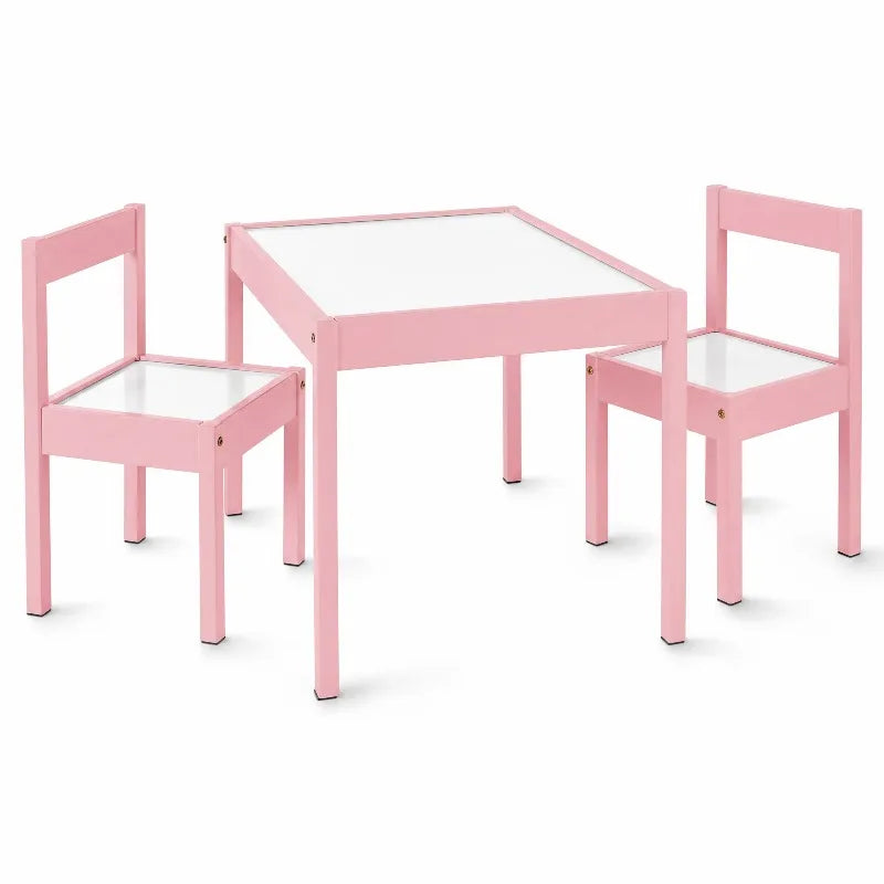 Mainstays Kids 3-Piece Dry Erase Activity Table and Chair Set for Learning, Drawing & Creative Play, Pink