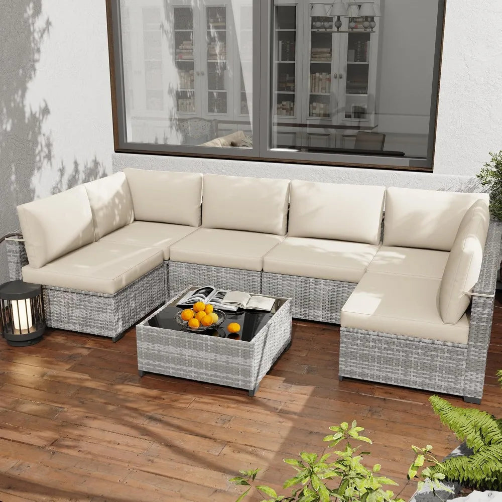 All Weather PE Rattan Outdoor Modular Sectional Conversation Patio Set