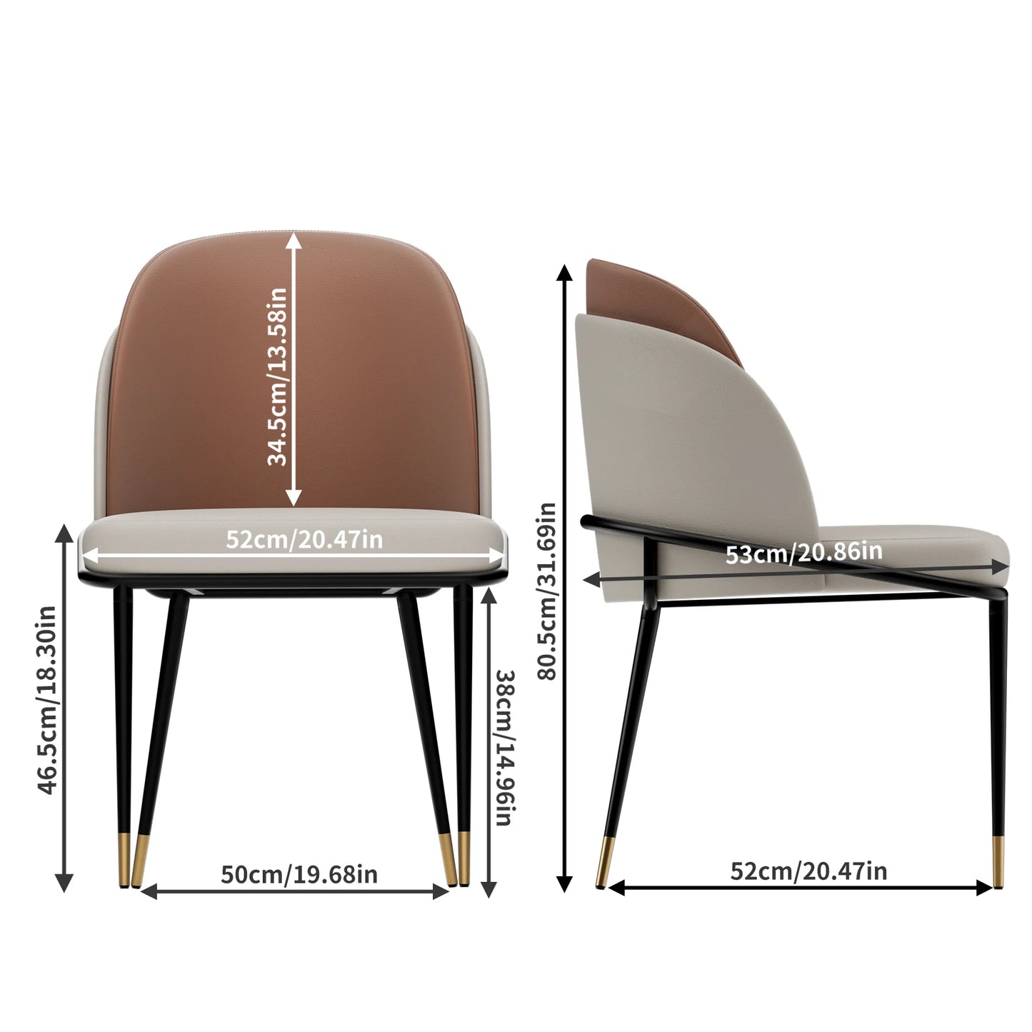 Modern Faux Leather Upholstered Kitchen Dining Chairs Set Of Two