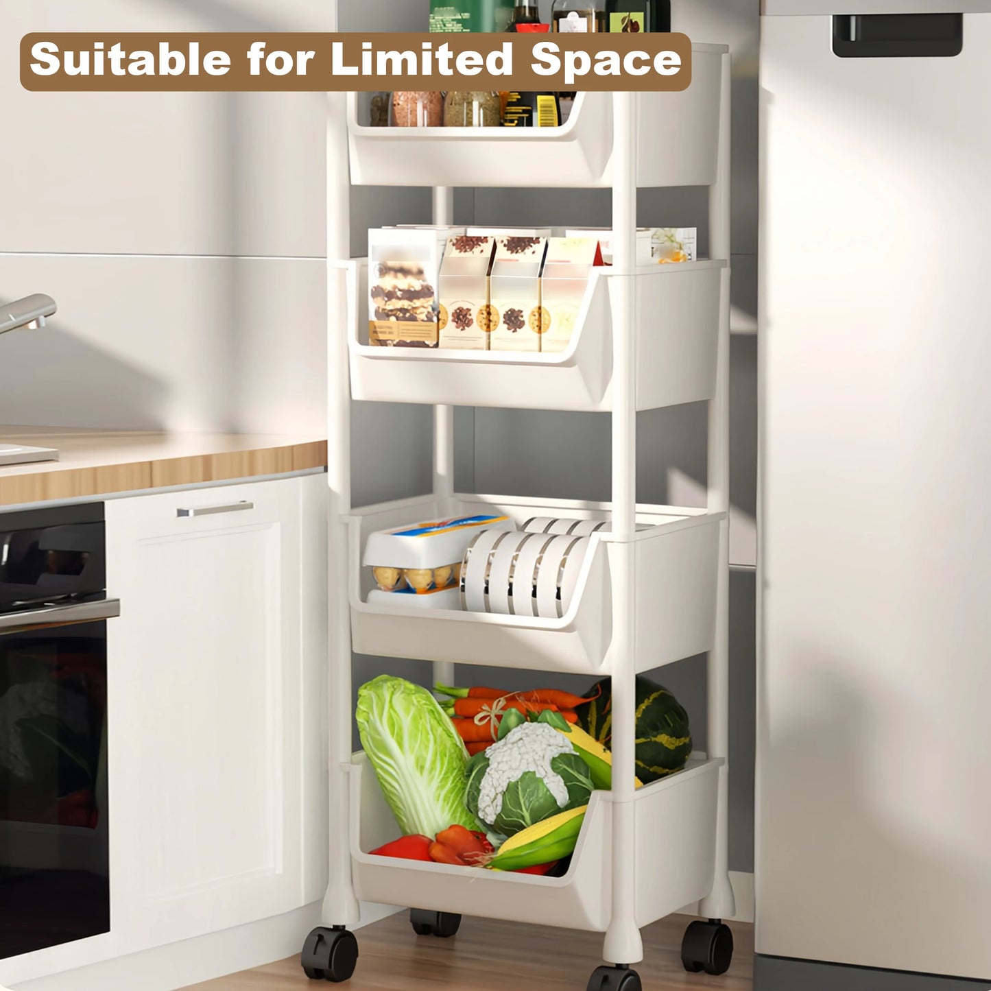 Trolley Bookshelf Kitchen Storage Rack Kitchen Corner Narrow Slit Storage Cabinet Bathroom Living Room Home Organizer