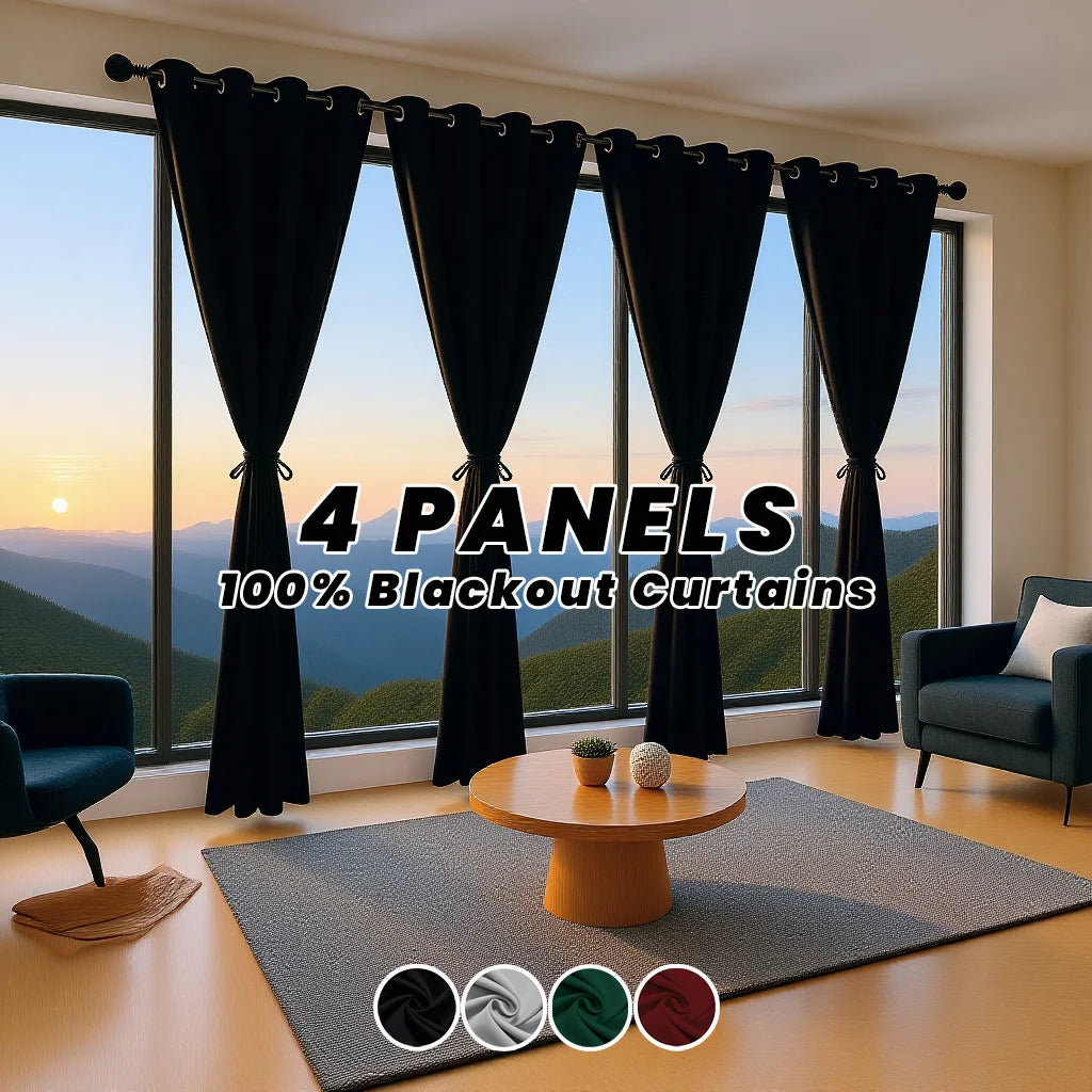 4 Panels 100% Blackout Curtains, Thermal Noise Reduce Privacy Drapes, Modern Home Xmas Decor for Living Room Bedroom Balcony