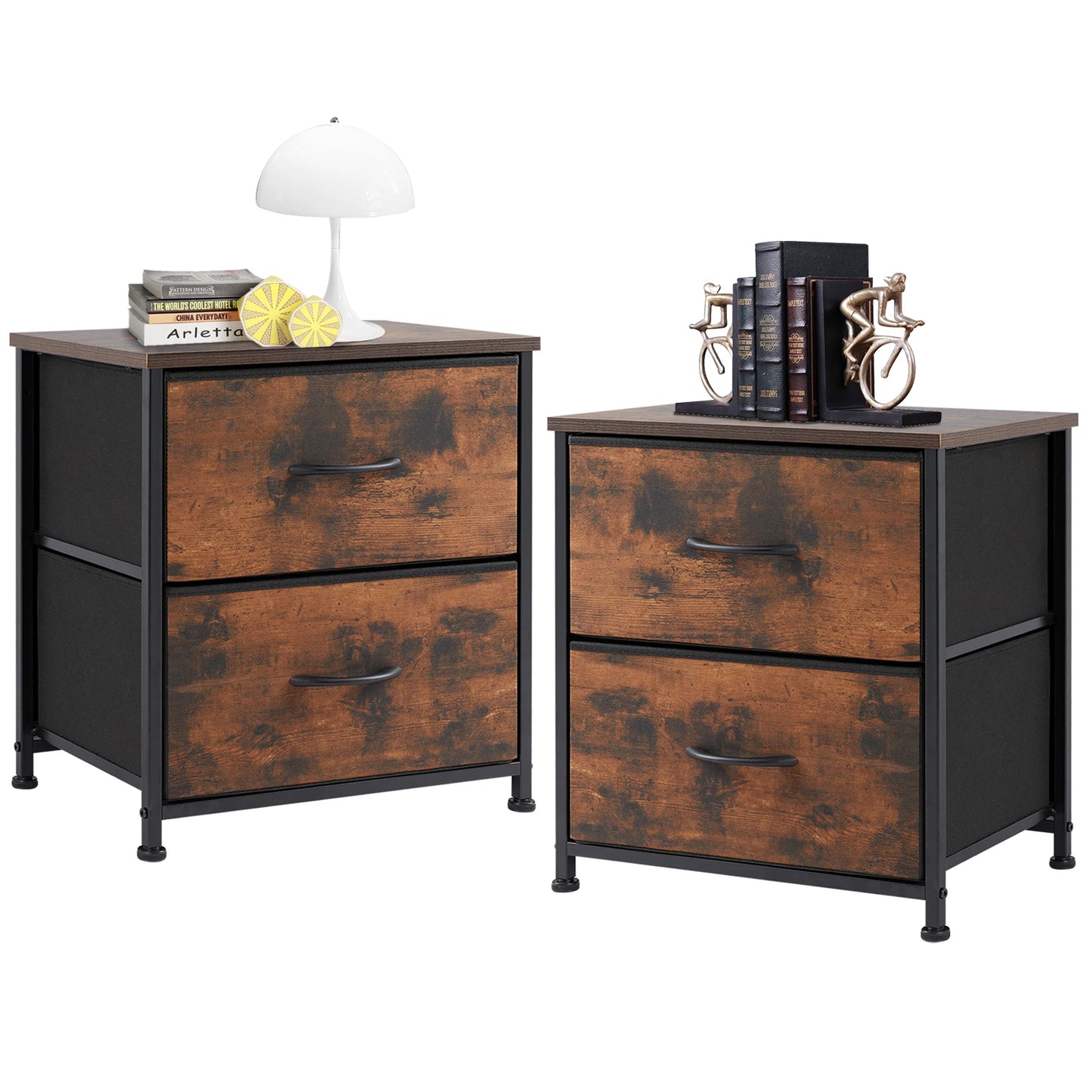 JHK Minimalist Fabric Drawers Living Room Cabinet Set Of 2