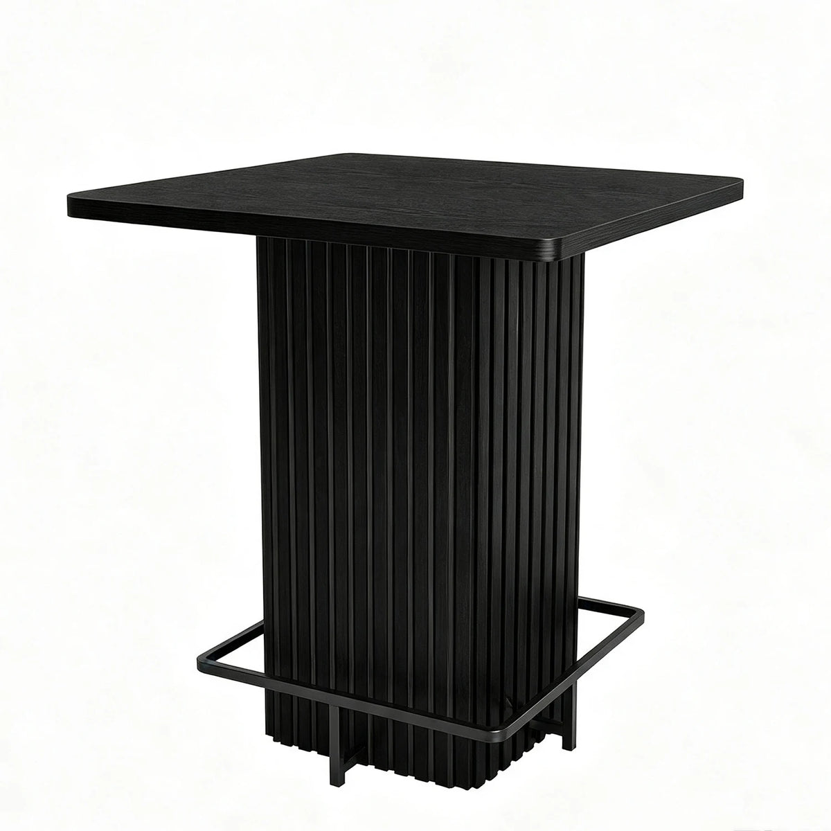 HiMISS Fluted Pedestal Counter Height Bistro Dining Table Metal Footrest