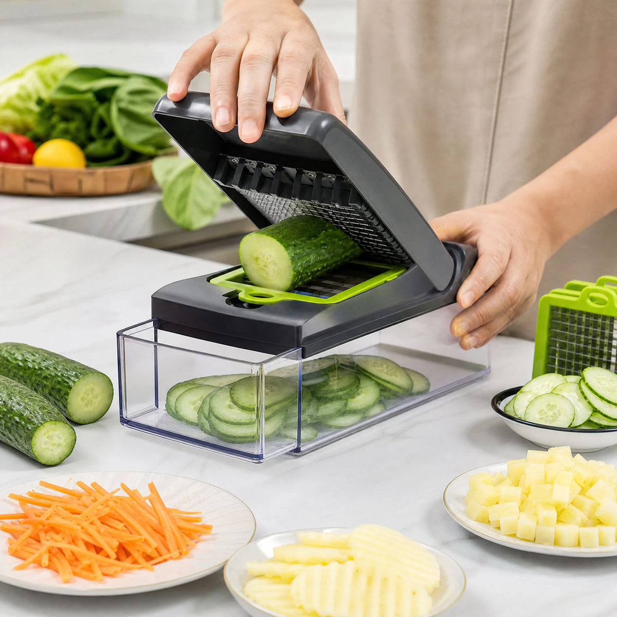 Advanced Vegetable Cutter - Wave Cut Pattern, Decorative Ridges for Veggies, Single Piece