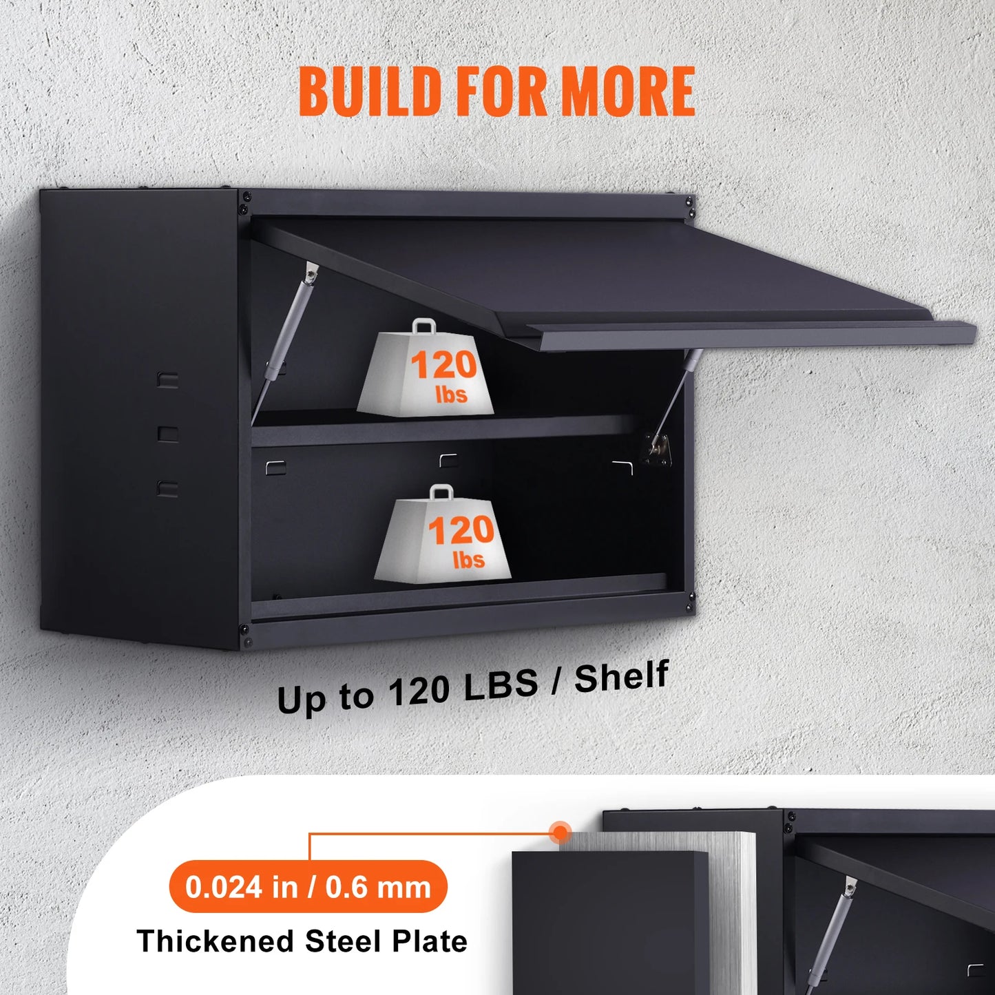 SucceBuy 120lbs per Shelf Metal Storage Cabinet 20'' Tall Wall-Mounted Steel Garage Cabinet with Adjustable Shelf for Office