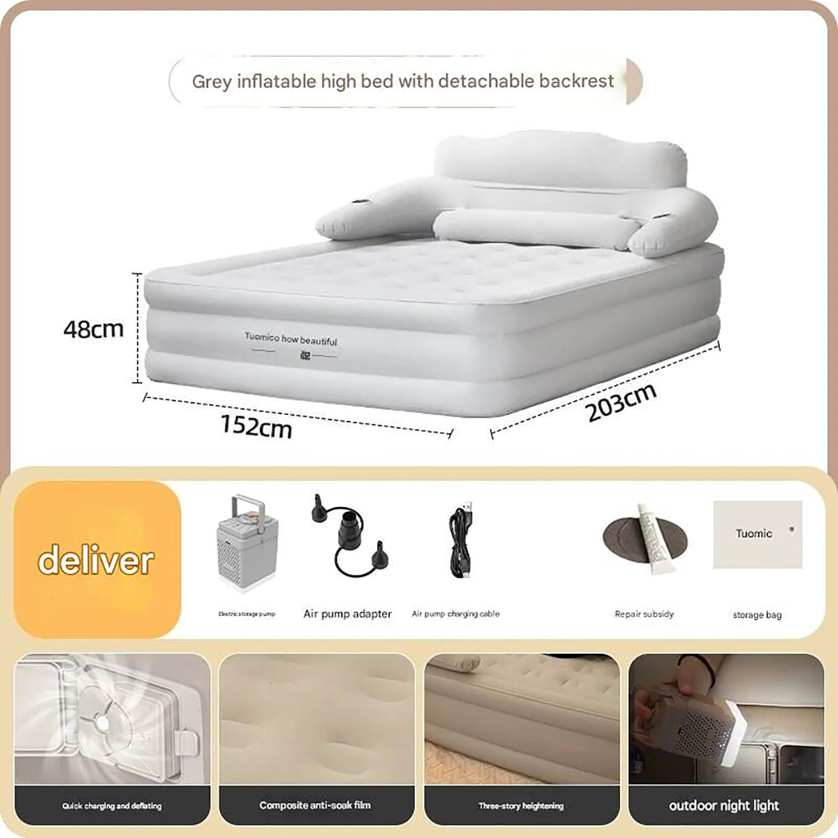 Automatic Inflatable Camping Mattress Built In Pump Thickened Sleeping Mat
