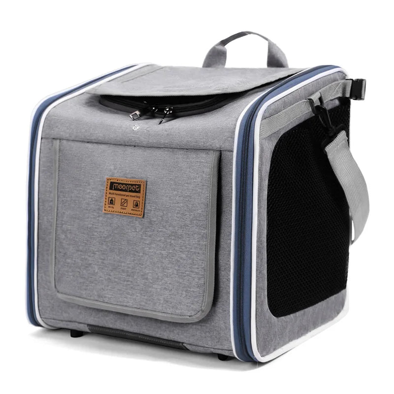 Portable Pet Carrier Backpack Handheld Travel Bag Car Seat Bicycle Mesh Cat Dog Bag Foldable Outdoor Pet Supplies