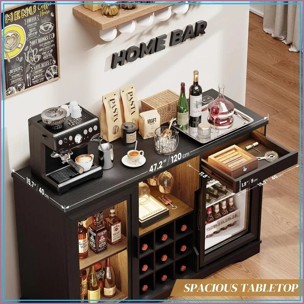 Coffee Bar Cabinet With Built In Fridge And Kitchen Storage Sideboard