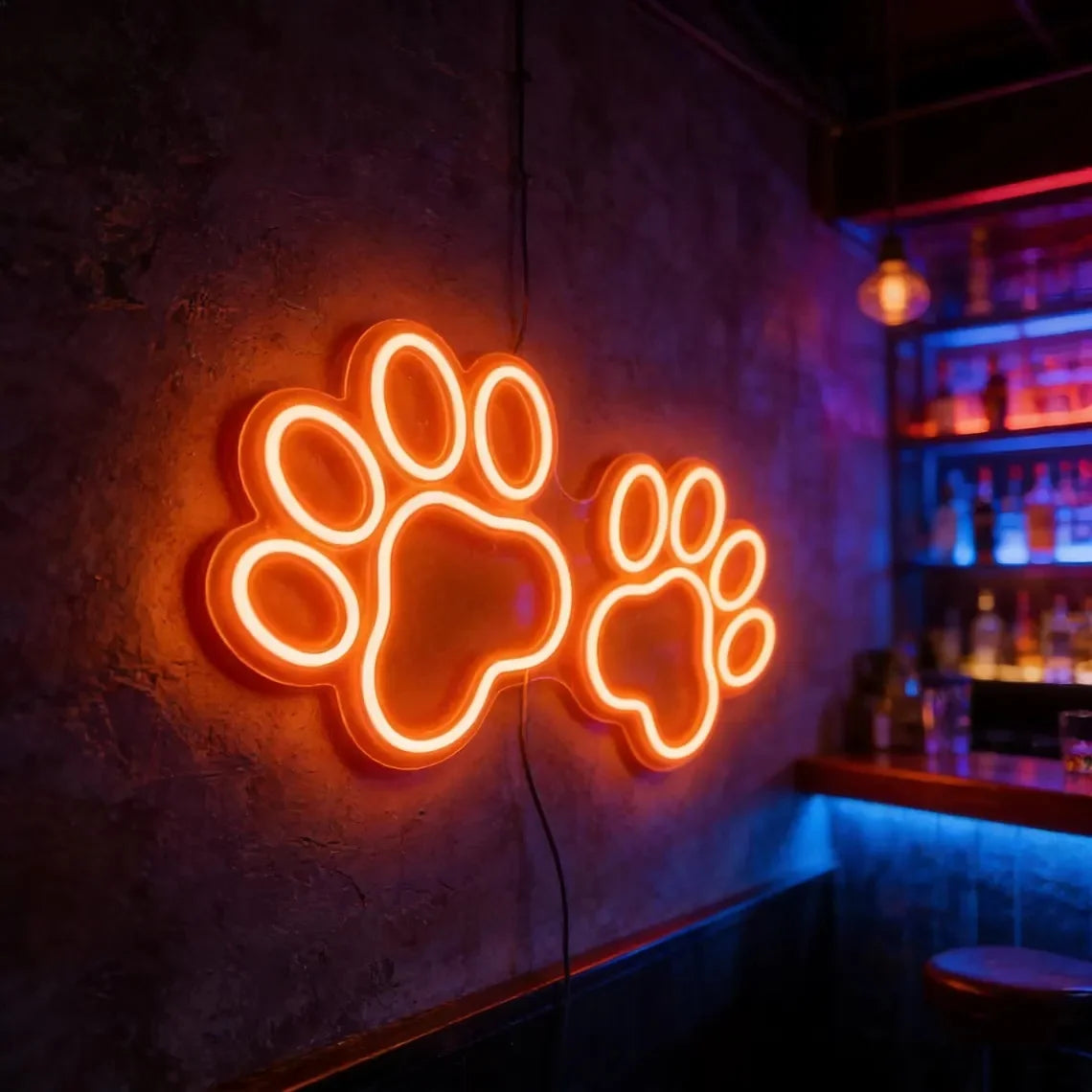 Dog Paw Print Neon Sign Custom Neon Sign Dog Paw Neon Sign Personalized Bar Bedroom Wall Decor Retro Bar Game Room Wall Art