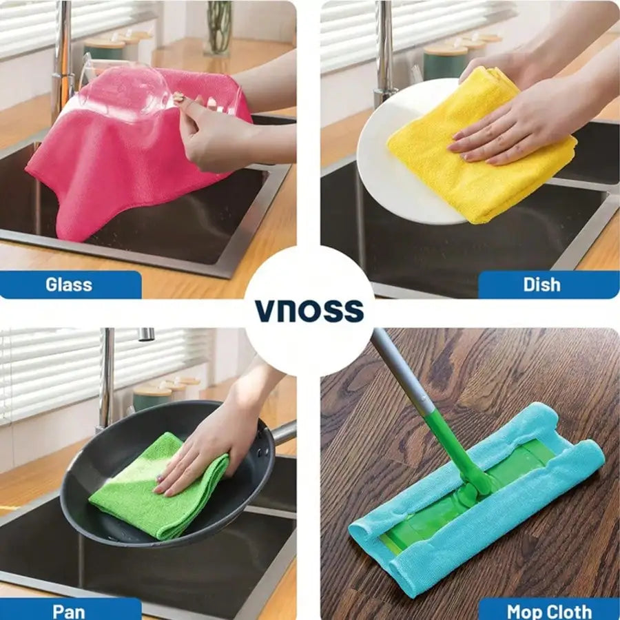 10/20 Pack Microfiber Cleaning Cloths, Multicolor Reusable Lint Free Cleaning Towels, Highly Absorbent Fast Drying Scratch-Free Cleaning Rags For Kitchen Dishes, Car Detailing, Window, Furniture & All Household Surfaces