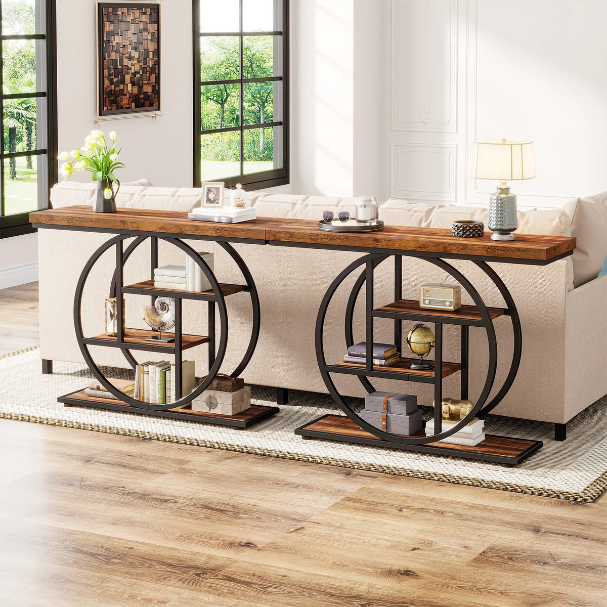 Tribesigns Industrial Console Table 4 Tier Storage Entryway Hallway Stand