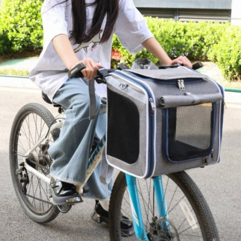 Portable Pet Carrier Backpack Handheld Travel Bag Car Seat Bicycle Mesh Cat Dog Bag Foldable Outdoor Pet Supplies