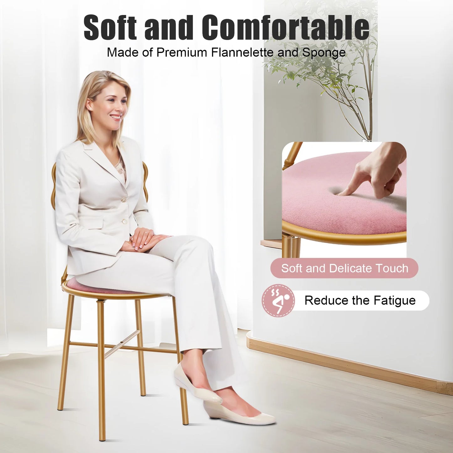 Butterfly Backrest Chair Pink Butterfly Dinning Chair Metal Makeup Stool Vanity Chair Home Furniture for Living Room Bedroom