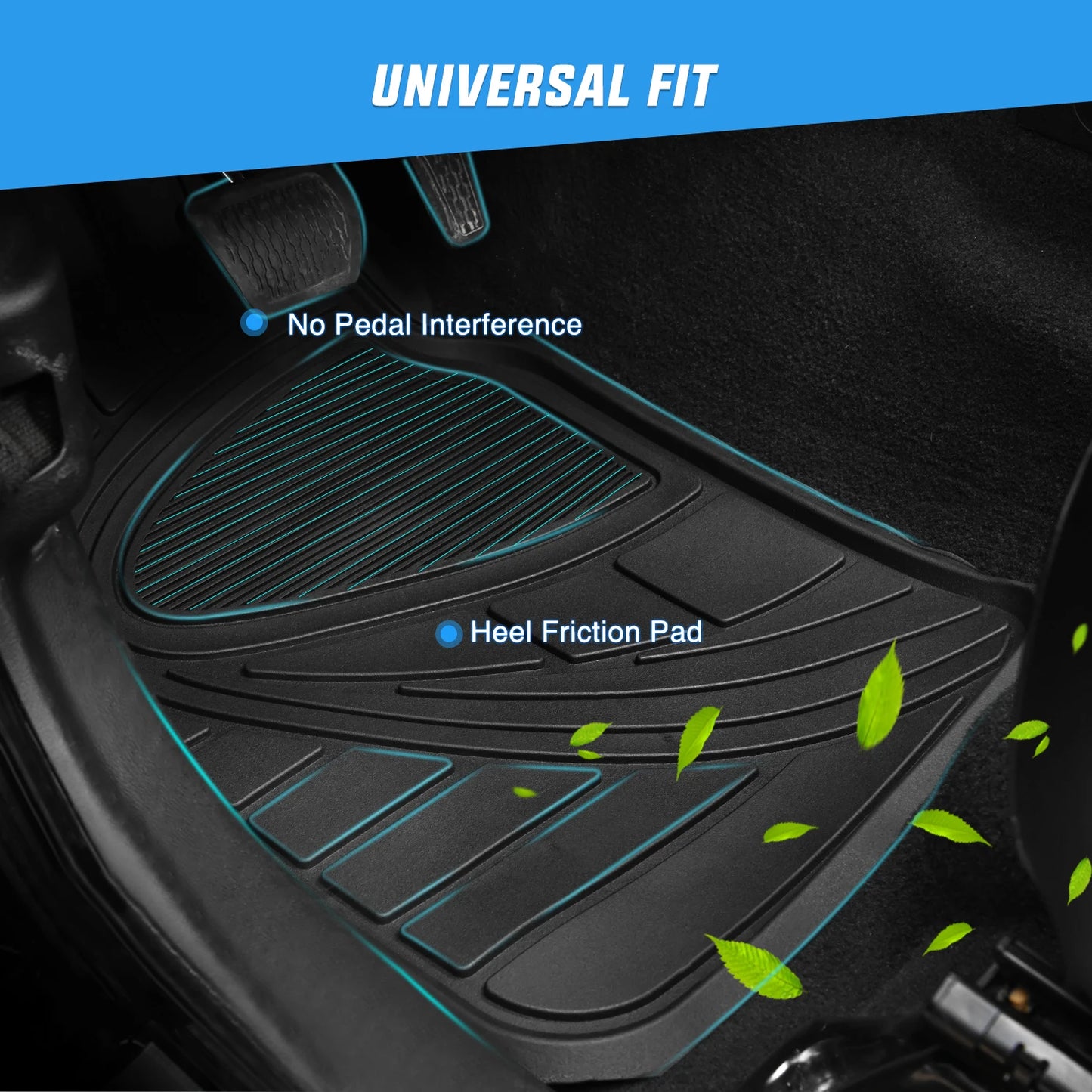 Nilight PVC Floor Mats for Cars Trucks SUVs,Universal Trim to Fit for Most Vehicles,All Weather Protection Heavy Duty Floor Liners,Pack of 4