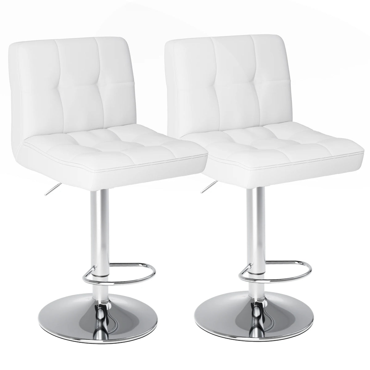 JHK PU Leather Upholstered Bar Stools With Comfortable Backrest Set