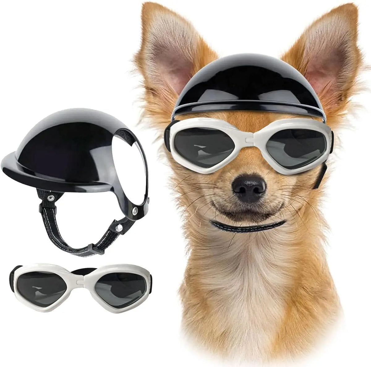ATUBAN Cool Pet Motorcycle Helmet - Lightweight Goggles & Ear Holes Design, Stylish Protection for Small Dogs Riding & Driving