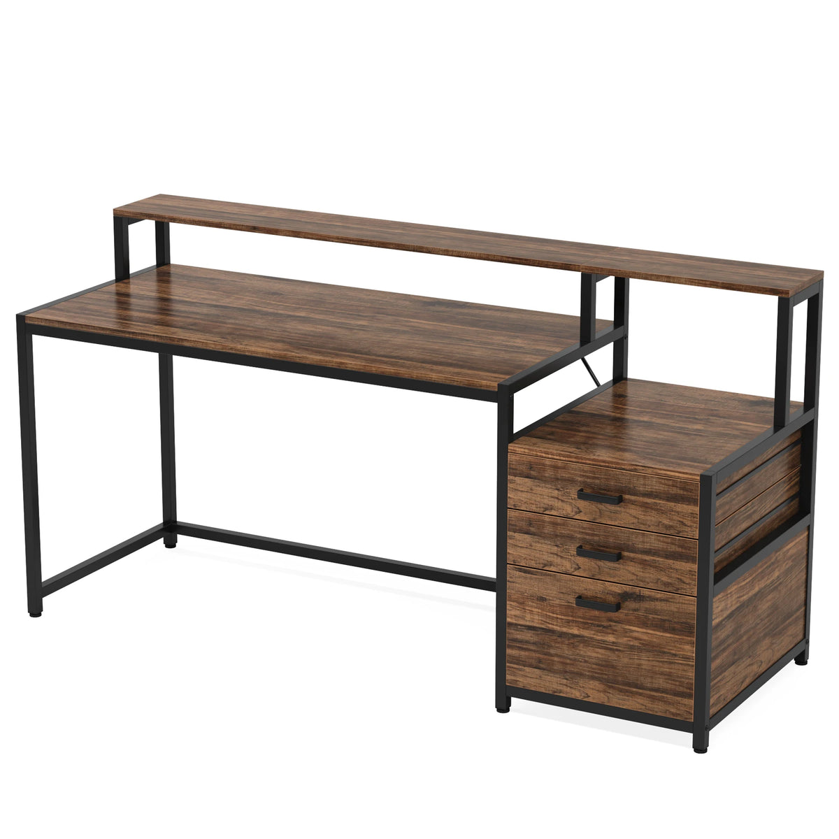Tribesigns Computer Desk With Three Drawers Industrial Workstation