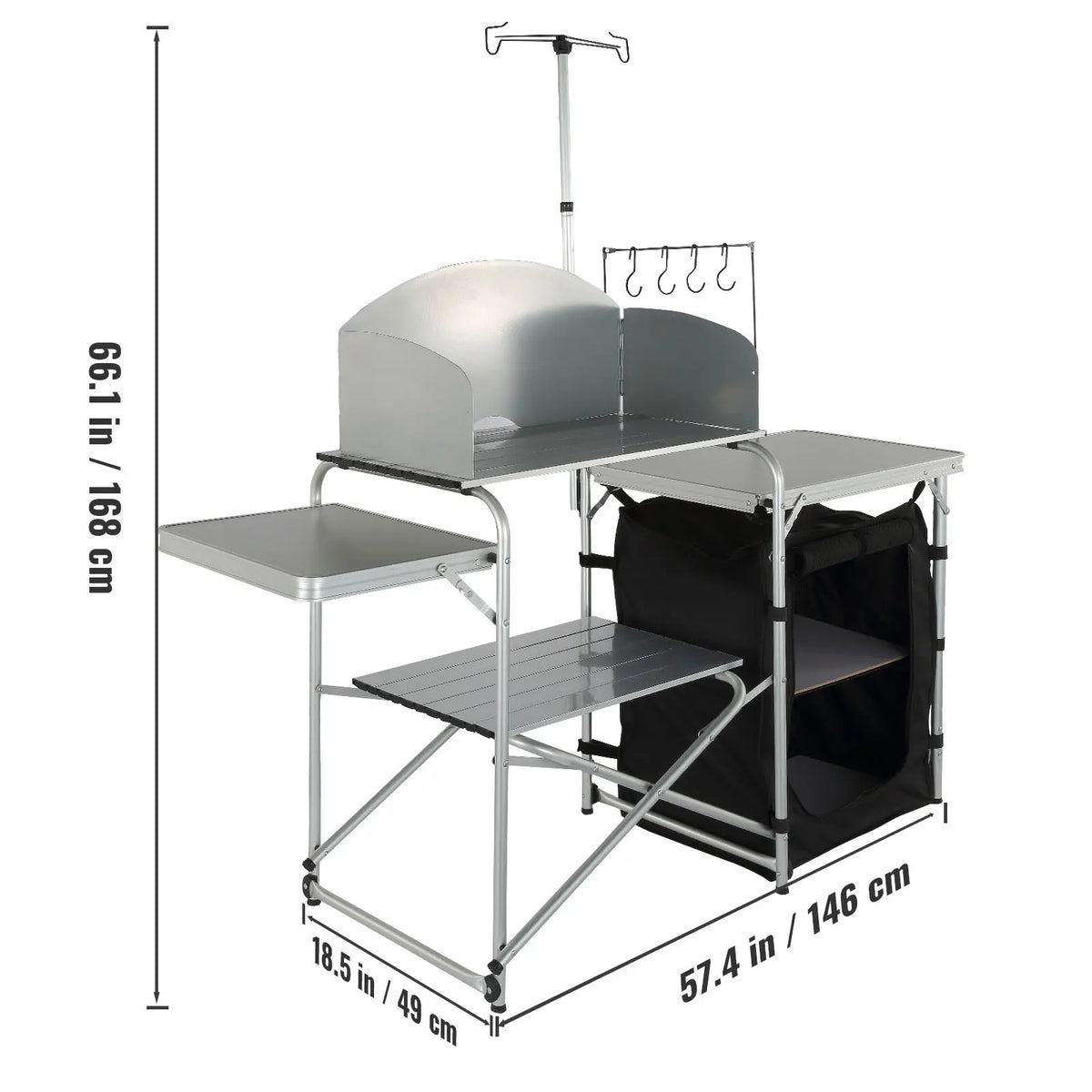 SucceBuy Camping Outdoor Kitchen Table Cabinet Foldable Folding Cooking Storage Rack Aluminum Alloy Bracket for BBQ Picnic